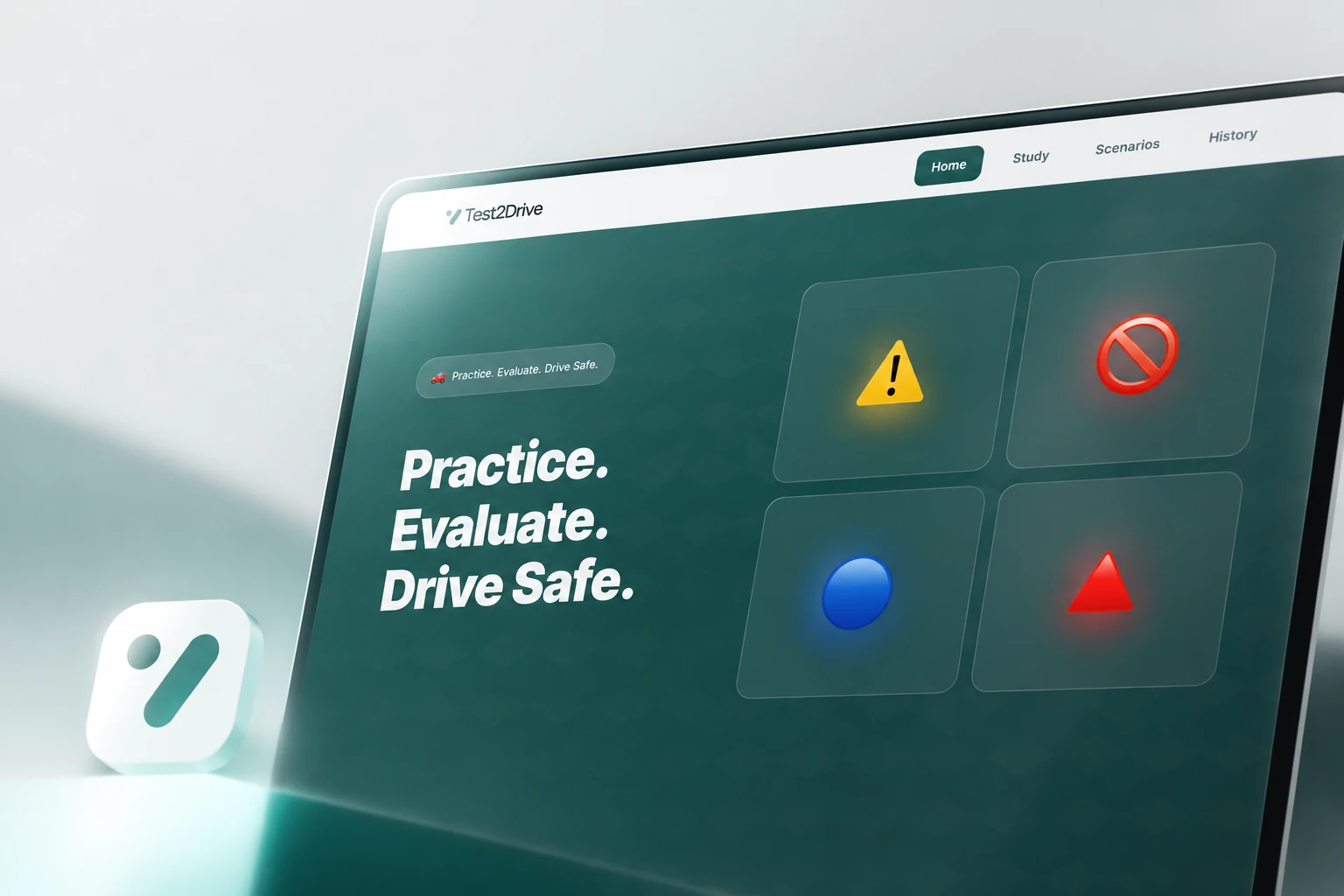 Test2Drive — TRNC driving license exam preparation app by Asil Türkmen with practice tests, built with Vue 3 and Pinia